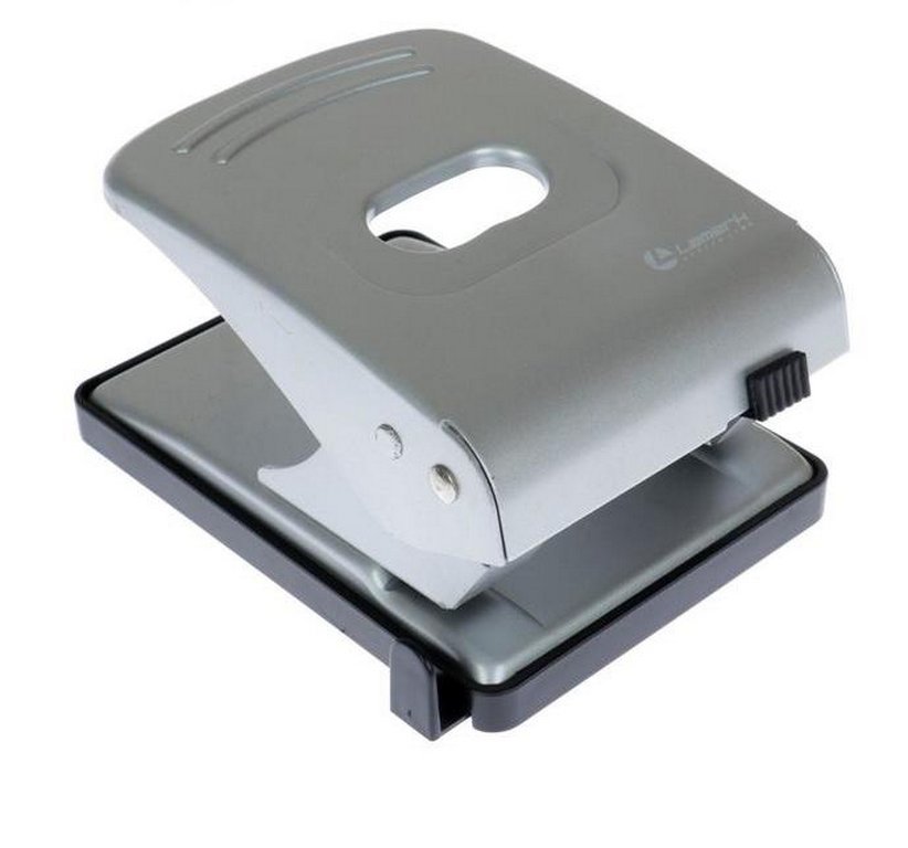 Дырокол до 40л метал. Lаmark "Mettallic", с линейкой цв. серый