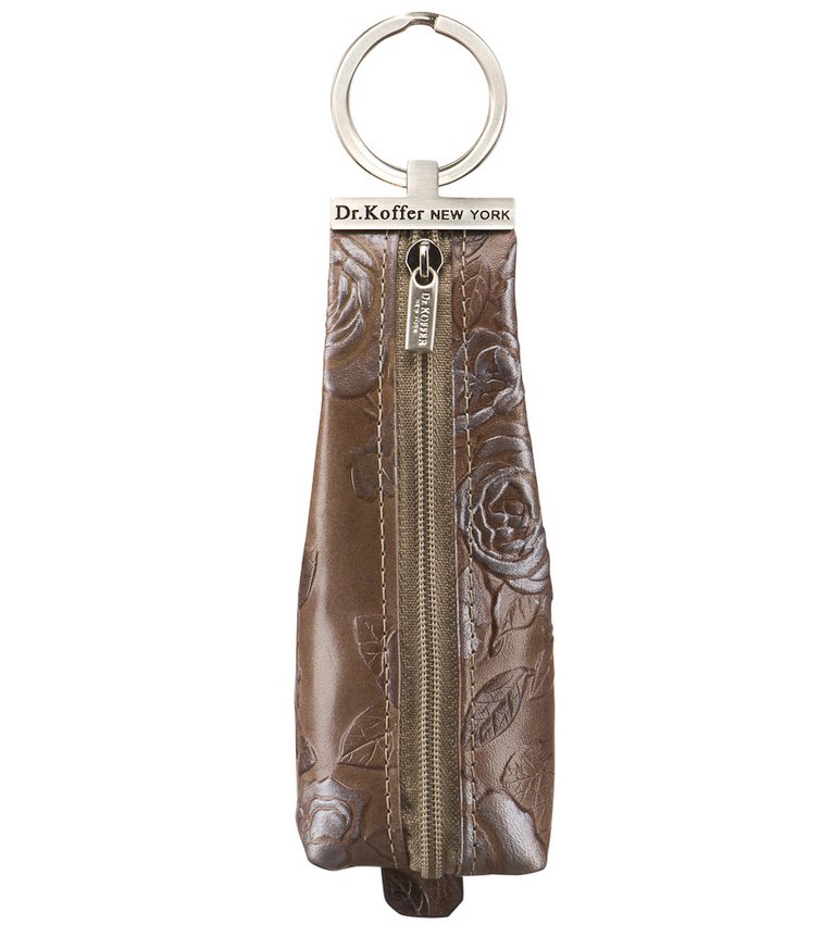 Футляр для ключей Dr.Koffer 4,5*14см, на молнии, бежевый с рисунком