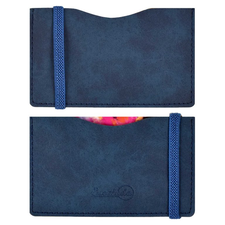 Карман для кредитных, дисконтных карт, пропусков, синий 2 отделения, кожзам