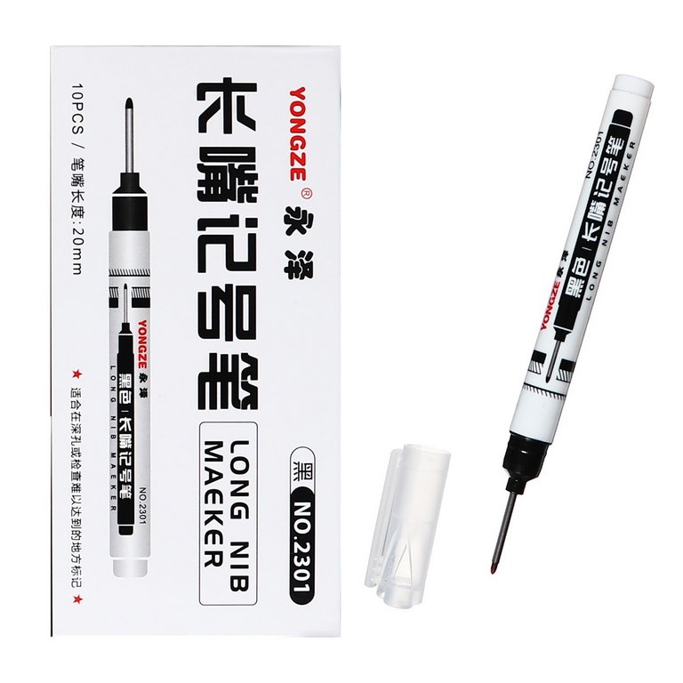 Маркер с удлиненным наконечником перманентный 0,7 мм круглый, черный