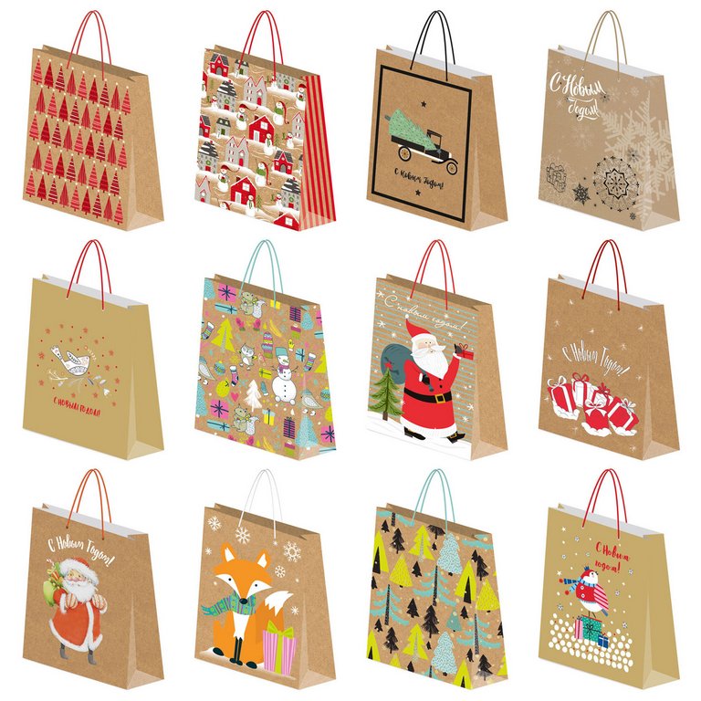 Пакет бумажный НГ 20*24см крафт (ассорти)