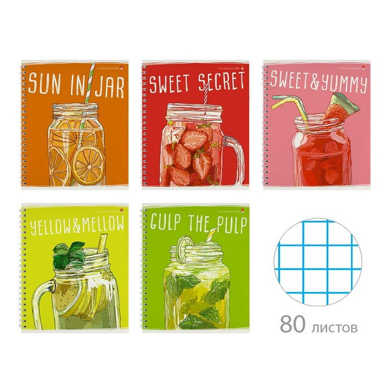 Тетрадь 80 лист кл. А5 на спирали "MY REFRESH" ассорти