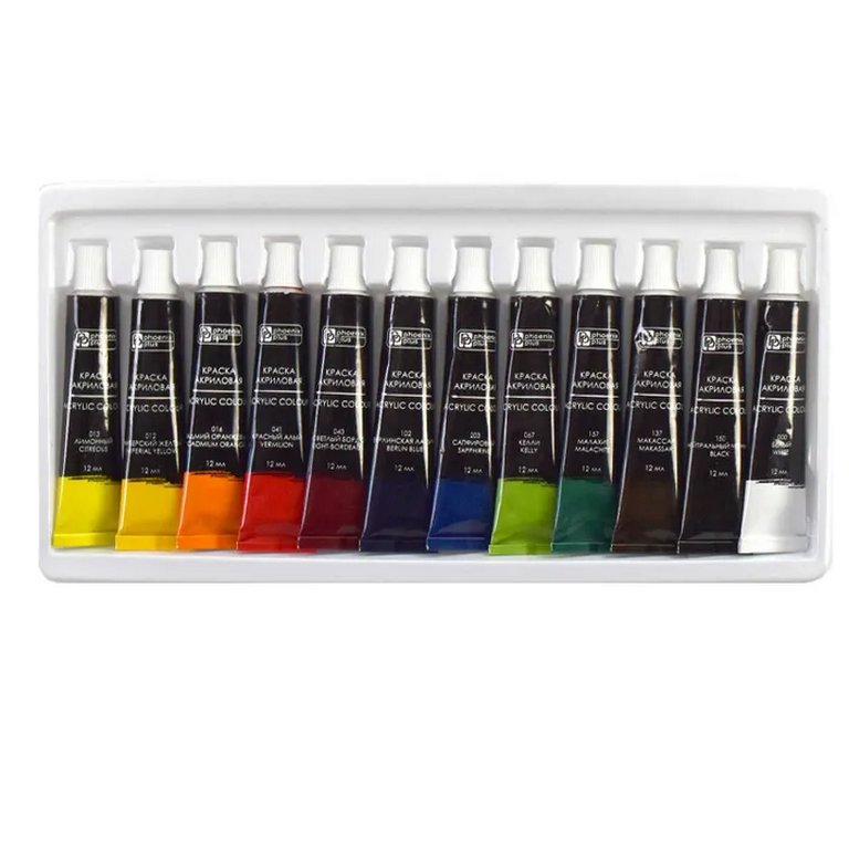 Краски акриловые художественные 12 цв. 12мл "Лимоны" Феникс+ классические цвета