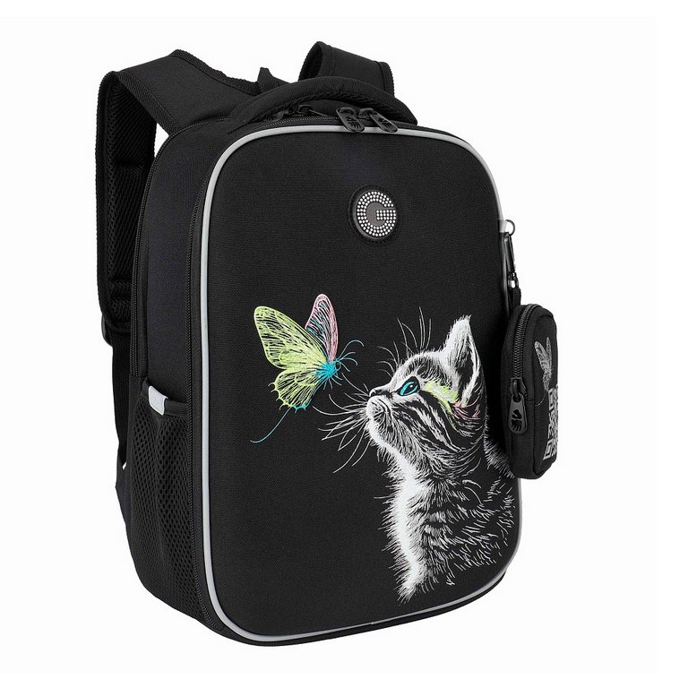 Рюкзак каркасный для девочки Grizzly 26*37*17 см., черный