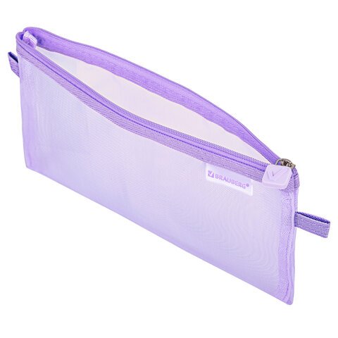 Пенал  для девочки 22*10 см сетка, BRAUBERG фиолетовый