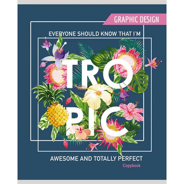 Тетрадь 48 лист кл. А5 на скрепке Collezione "ТРОПИКИ" мелов. обл., лён