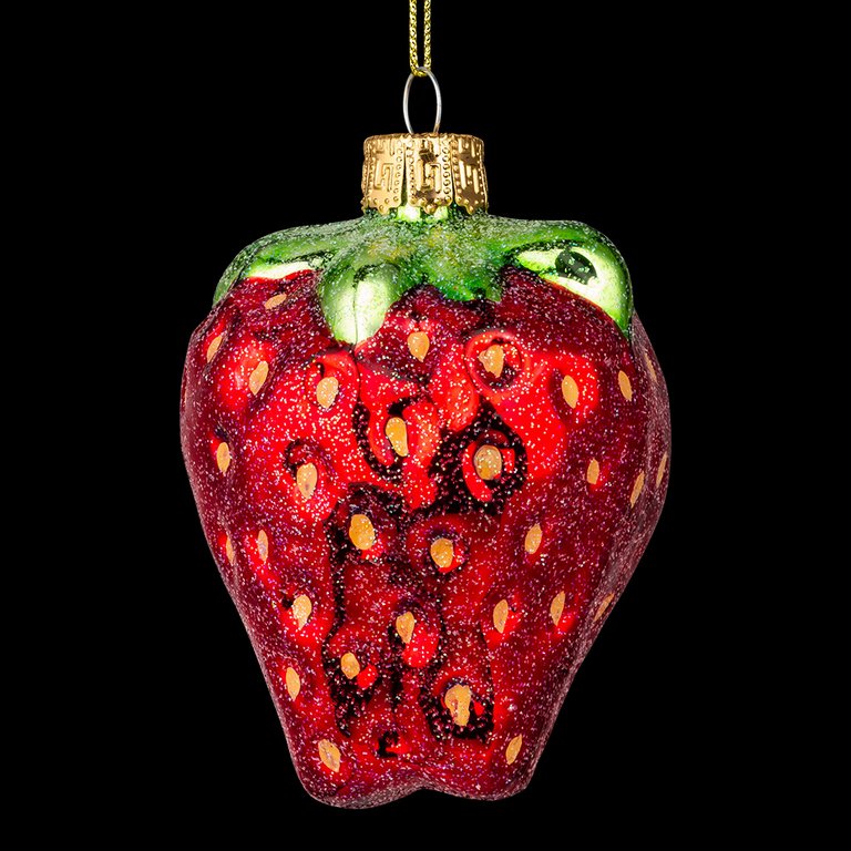 Украшение елочное из стекла "Клубника" 9см