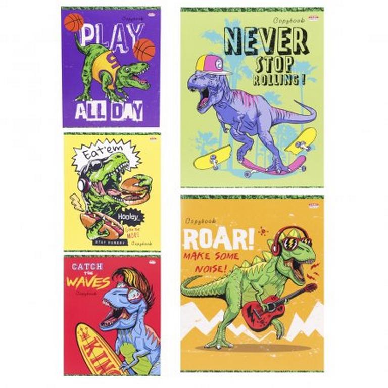 Тетрадь 48 лист кл. А5 на скрепке Prof-Press "ШУМНЫЙ ДИНОЗАВР" мелов. обл.