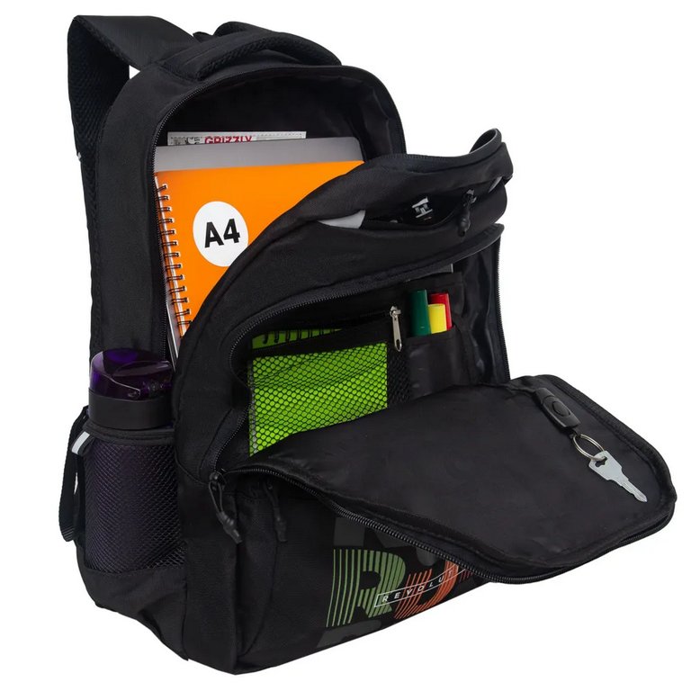 Рюкзак молодежный мужской Grizzly 45*32*23 см., черный