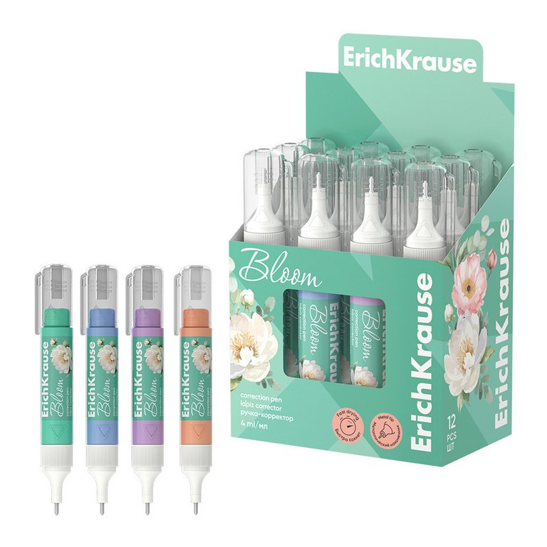 Корректирующая ручка метал. узел  4 мл., ErichKrause "Pastel Bloom"