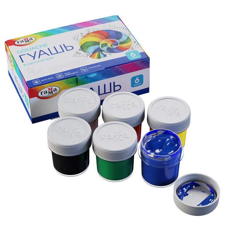 Гуашь  6 цв. по 20 мл ГАММА "Классическая"
