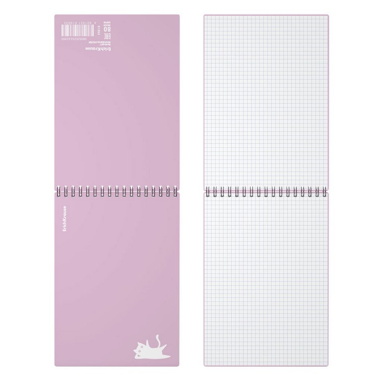 Блокнот А5  80л., 148*210 мм, на гребне ErichKrause "Brave cats" пластик. обл., клетка, фиолетовый