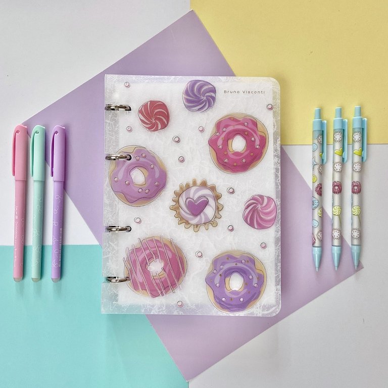 Тетрадь 80 лист кл. А5 на кольцах со сменным блоком "Сладкое настроение" пласт. обл.