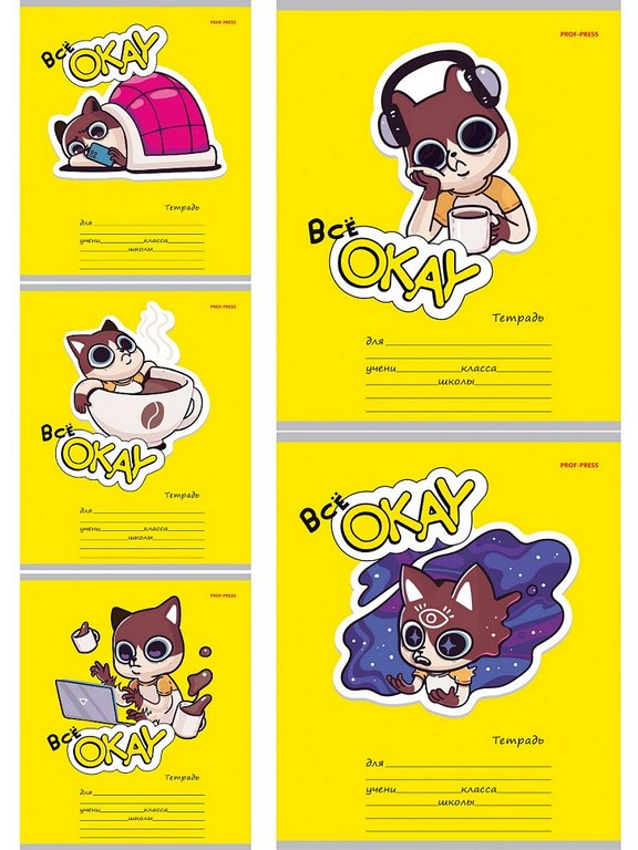 Тетрадь 18 лист кл. А5 "ВСЁ ОКЕЙ" ассорти Prof-Press