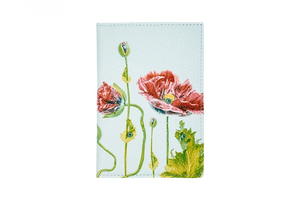 Обложка для документов D.Morelli "Альба" нат.кожа, принт маки