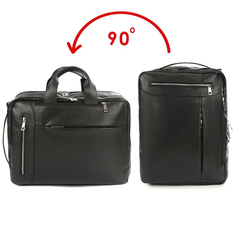 Рюкзак-сумка мужской FABRETTI 39х29х13 см, нат. кожа, черный