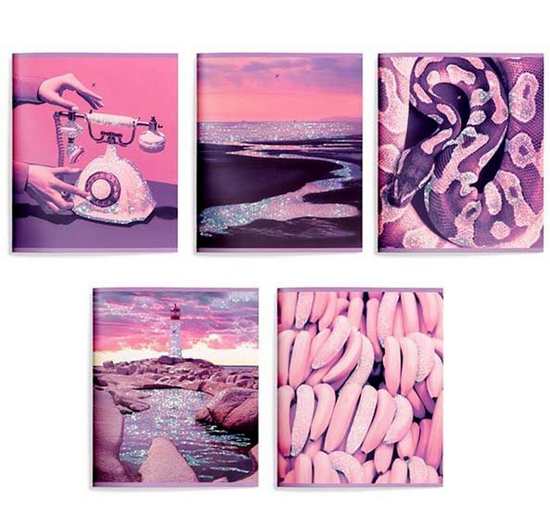 Тетрадь 48 лист кл. А5 на скрепке LOREX "EUPHORIA" мел. карт. запечатка форзаца, soft touch, блёстки