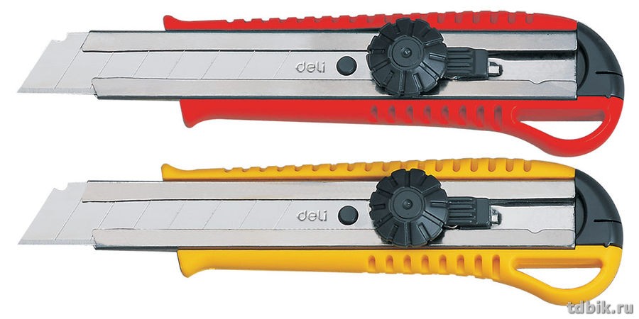 Нож канцеляр. шир. 1,8 см, метал. направ. с фиксатором лезвия Deli