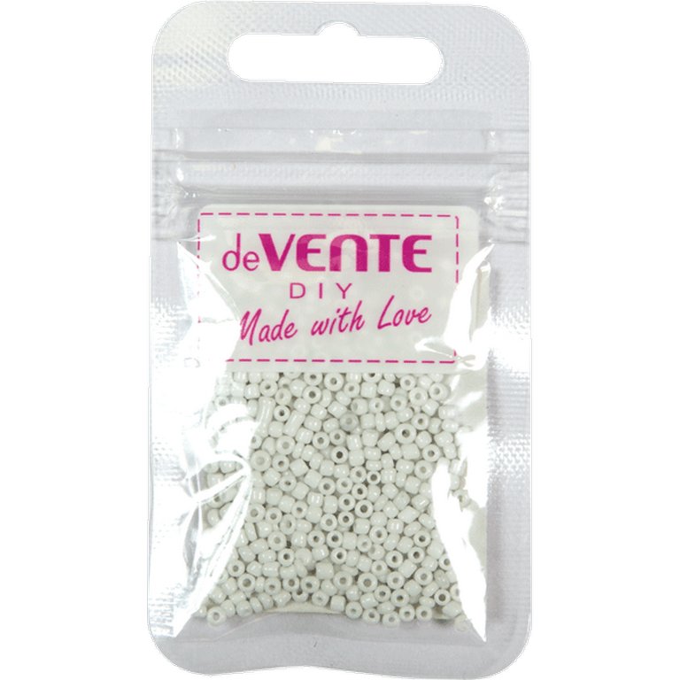 Бисер круглый d=2 мм., 10гр/уп., цв. белый deVENTE "Opaque"