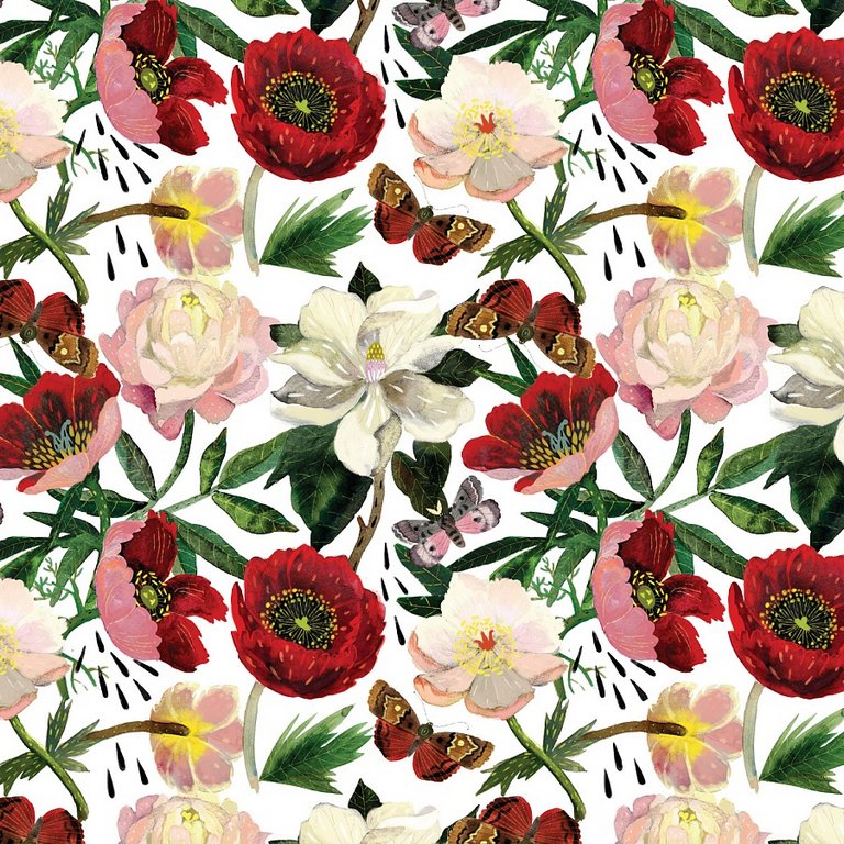 Бумага упаковочная 70*100см  в рулоне "Flora. Пионы" BrunoVisconti