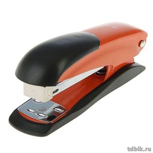 Степлер 24/6 до 20л металлический, Lamark Ulrich, оранжевый с антистеплером