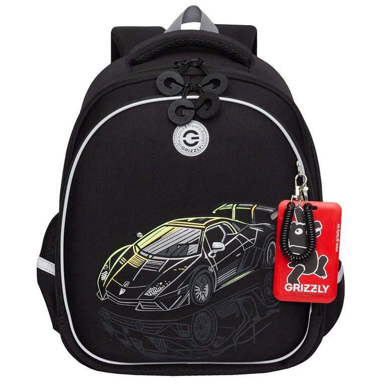 Рюкзак каркасный для мальчика Grizzly 28*36*20 см., черный