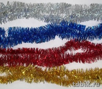 Мишура d  50мм, длина 2м, цвет красный