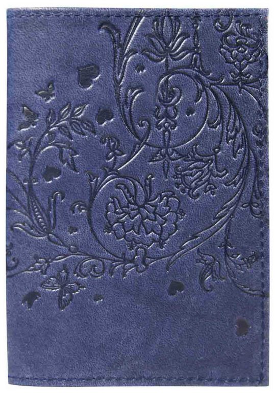Обложка для автодокументов, нат. кожа "Вдохновение" синий