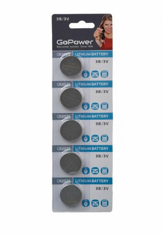 Батарейка дисковая CR2025 3V GoPower