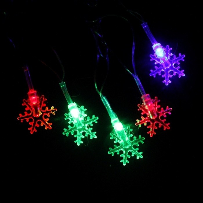 Гирлянда комнатная Фигурная "Снежинки малые" 5м, 20 цветных ламп (от -10 до +35 °С)