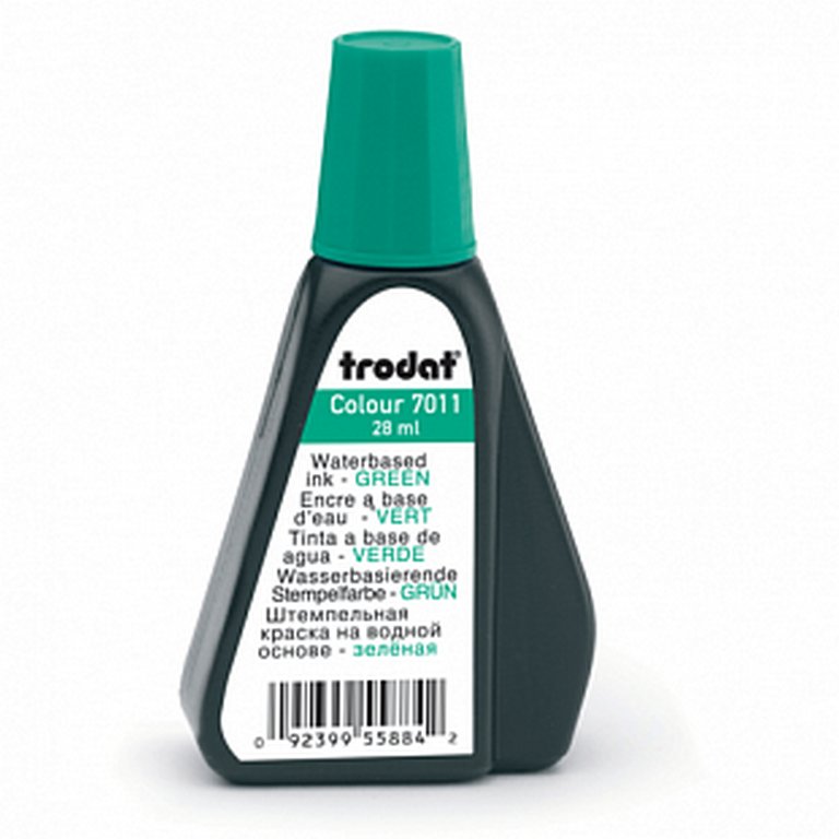 Краска штемпельная Trodat 28 мл зеленая на водной основе