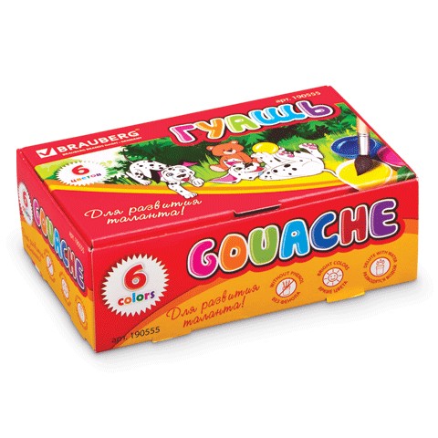 Гуашь  6 цв. по 20 мл Brauberg