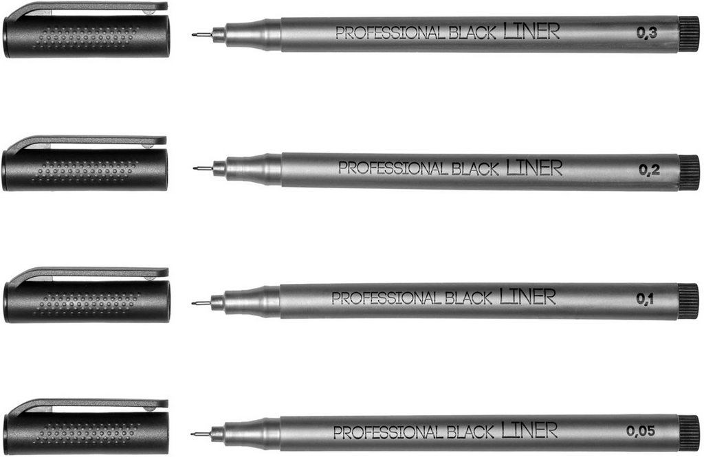 Набор Линеров 4шт "SKETCH&ART" (0,05, 0,1, 0,2, 0,3мм) черный