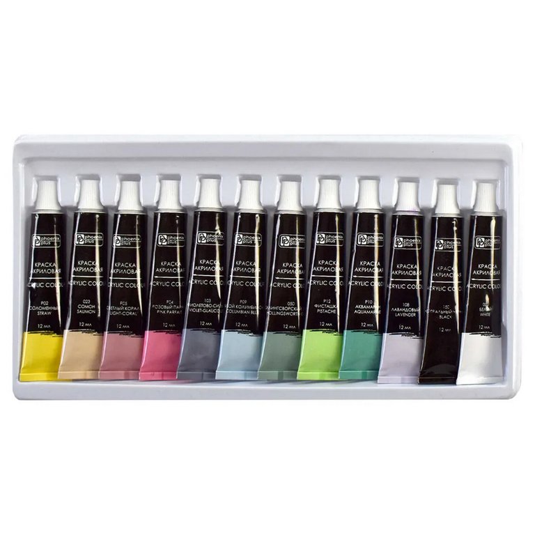 Краски акриловые художественные 12 цв. 12мл "Бабочки" Феникс+ перламутровые цвета