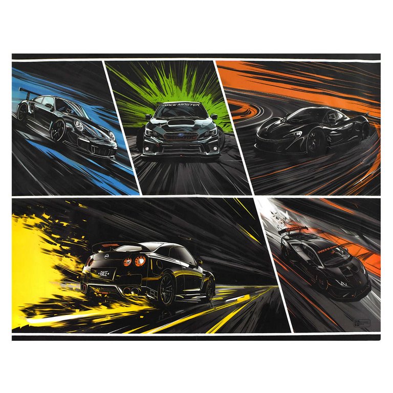 Клеёнка д/труда ПВХ 70*50 см "Неоновые тачки"