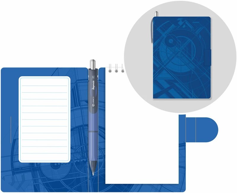 Блокнот А6  50л., 105*150 мм, LAMARK +ручка, "Синий", вн.блок на спирали