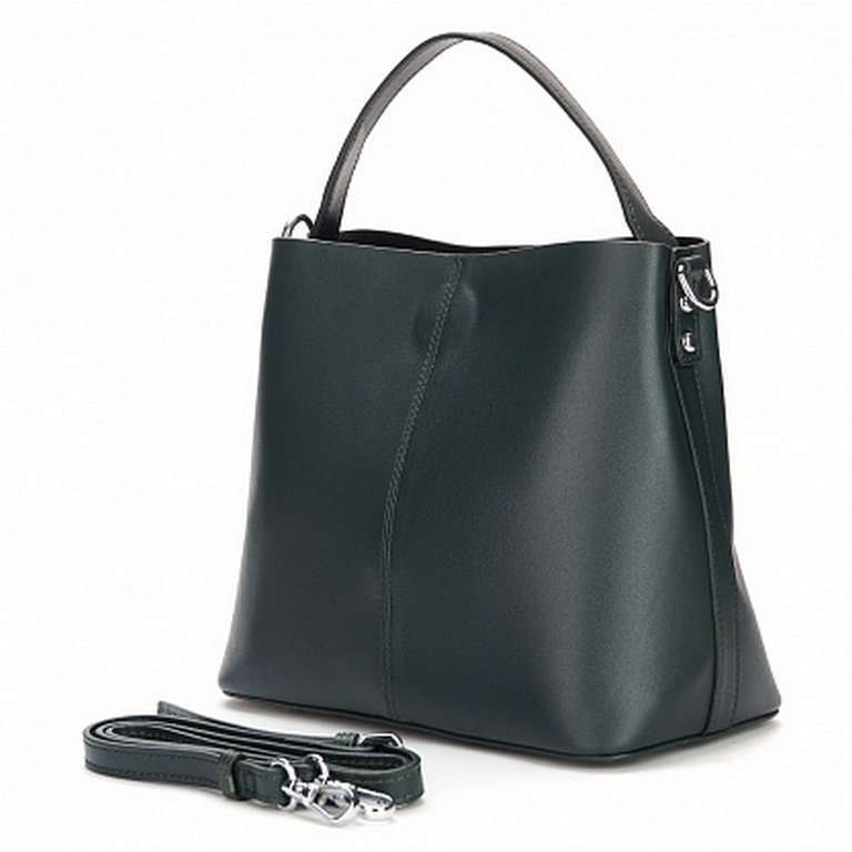 Сумка женская Jane's Story 26х23х14см, нат.кожа, зеленая