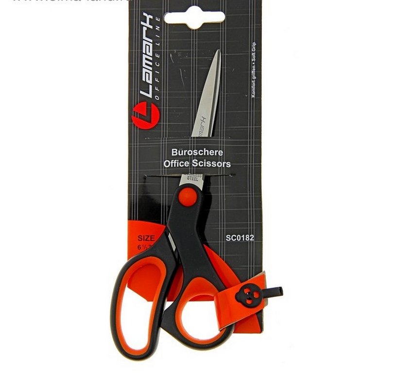 Ножницы 171 мм пластмас. эргоном. рукоятка с резиновыми вставками Lamark