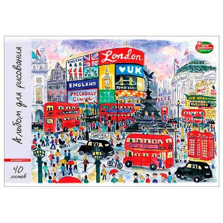 Альбом для рисования А4 40л. на скрепке "Лондон"