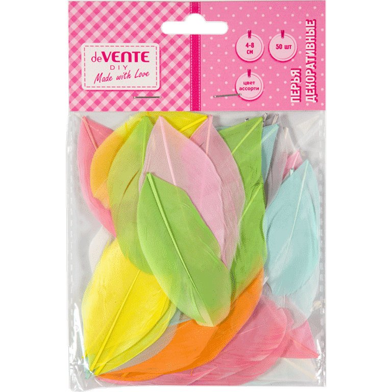 Перья гусиные 50 шт, цвет пастель (4-8 см) deVENTE