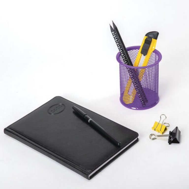 Подставка для ручек металлическая круглая Brauberg "Germanium" цв. фиолетовый (100*89мм)