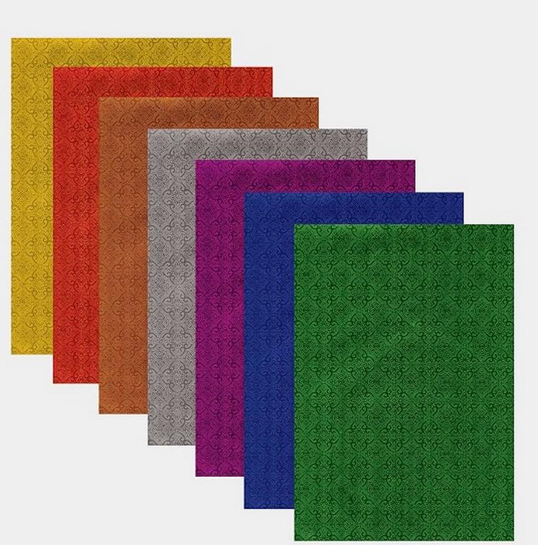 Набор цв. фольги А4  7 лист 7 цв. фактурная "Цветочный орнамент"