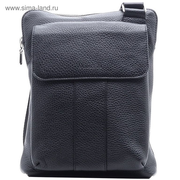Сумка мужская D.Morelli малая, нат. кожа, с карманом, фл.черный