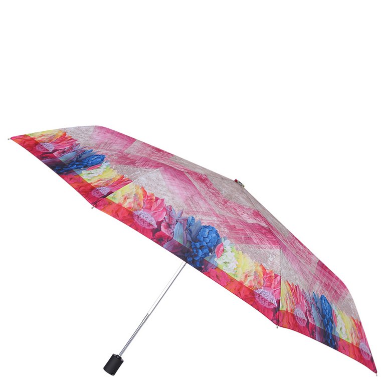 Зонт женский суперавтомат Fabretti, мини , 3 сложения, эпонж, розовый