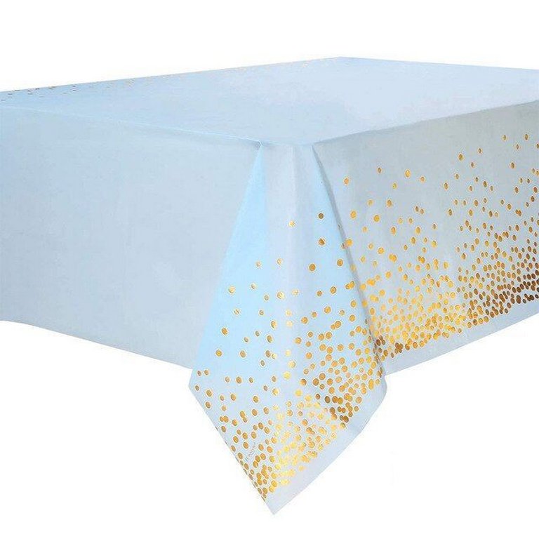 Скатерть 1370*1830 "Голубая с золотом" полипропилен