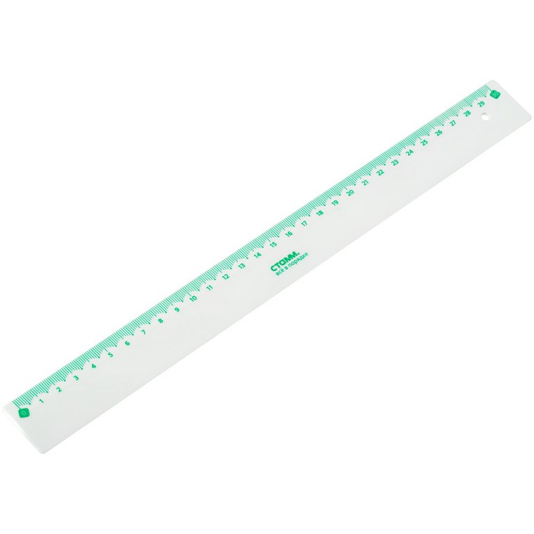 Линейка 30 см. пласт. Стамм, белая с цветной шкалой