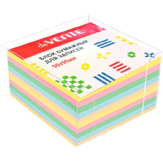 Блок бумаги для записи в прозрачном боксе 9*9*5 см, бумага цветная deVENTE