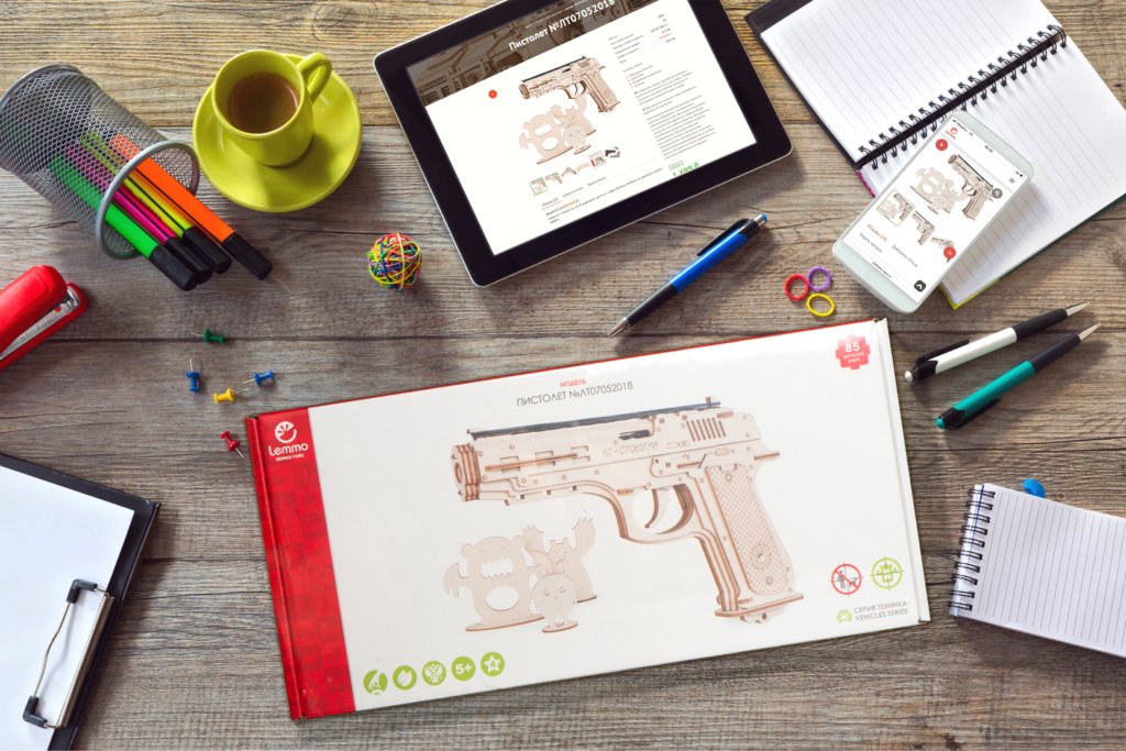 Сборная модель из дерева   81 дет. "Пистолет № ЛТ07052018" 230*35*148мм