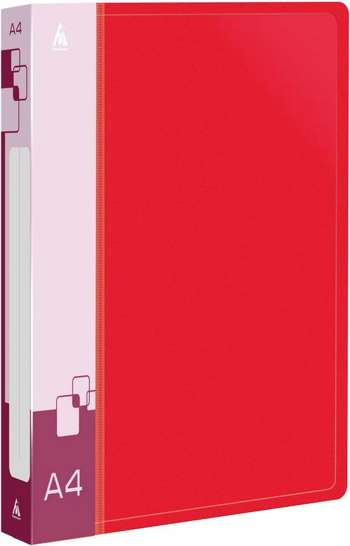 Папка на 2-х кольцах А4 27 мм карман внутри и на торце, пластик 0,7 мм, красная Бюрократ