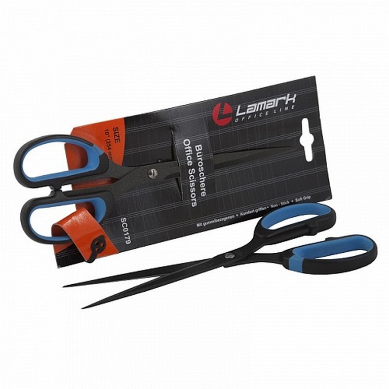 Ножницы 255 мм пластмас. эргоном. рукоятка с резиновыми вставками тефлон. покрыт (non-stick) Lamark